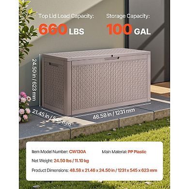100 Gallon Outdoor Waterproof Storage Box