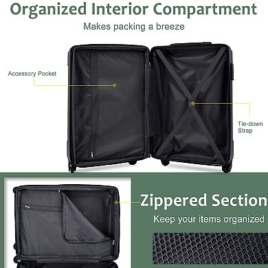 20-Inch ABS Hardshell Carry-On Luggage with Spinner Wheels, TSA Lock (Includes 2 Packing Cubes)
