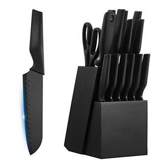 15 pc German High Carbon Stainless Steel Knife Set,with Block and Sharpener