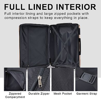3-Piece Expandable ABS Luggage Set with Spinner Wheels & TSA Lock (20/24/28 Inch)