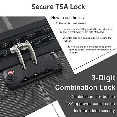 3-Piece Expandable ABS Luggage Set with Spinner Wheels & TSA Lock (20/24/28 Inch)