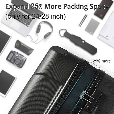 3-Piece Expandable ABS Luggage Set with Spinner Wheels & TSA Lock (20/24/28 Inch)