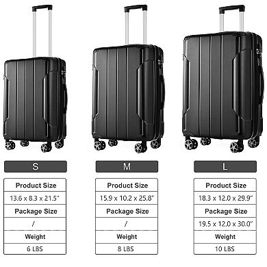 3-Piece Expandable ABS Luggage Set with Spinner Wheels & TSA Lock (20/24/28 Inch)