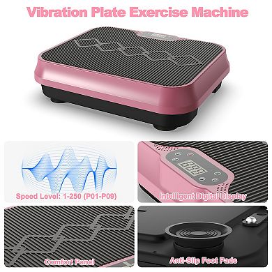 Vibration Plate Machine with Remote & Bands, Whole Body Workout Platform for Home Gym