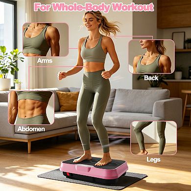 Vibration Plate Machine with Remote & Bands, Whole Body Workout Platform for Home Gym