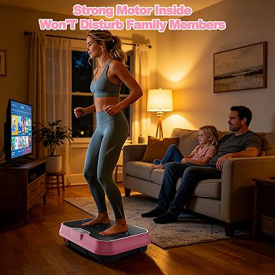 Vibration Plate Machine with Remote & Bands, Whole Body Workout Platform for Home Gym