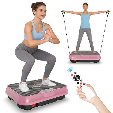 Vibration Plate Machine with Remote & Bands, Whole Body Workout Platform for Home Gym