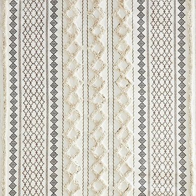1- Piece Cotton Printed Shower Curtain with Chenille 