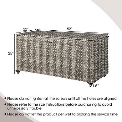 96 Gallon PE Wicker Outdoor Storage Box with 4 Wheels