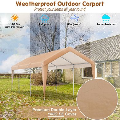 10'x20' Heavy Duty Carport with Steel Frame and Detachable Sidewalls