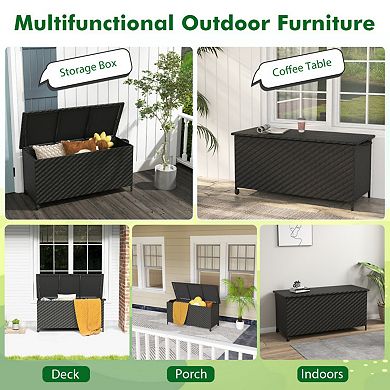 85 Gallon Outdoor Storage Box with Removable Liner and Universal Wheels