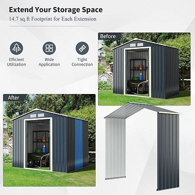 Outdoor Storage Shed Extension Kit for 7 / 9.1 / 11.2 Ft Width Sheds, Weatherproof Metal Extension