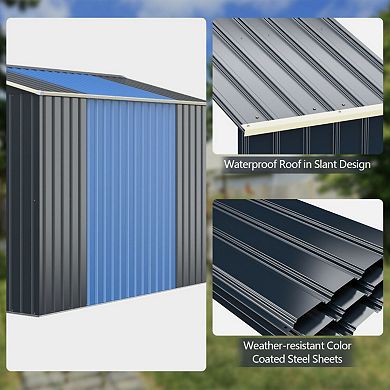 Outdoor Storage Shed Extension Kit for 7 / 9.1 / 11.2 Ft Width Sheds, Weatherproof Metal Extension
