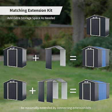Outdoor Storage Shed Extension Kit for 7 / 9.1 / 11.2 Ft Width Sheds, Weatherproof Metal Extension