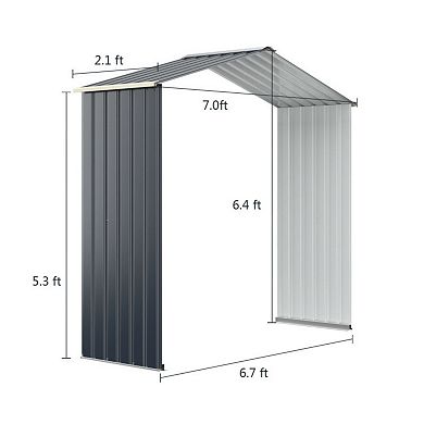 Outdoor Storage Shed Extension Kit for 7 / 9.1 / 11.2 Ft Width Sheds, Weatherproof Metal Extension