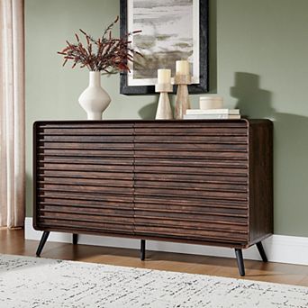 6-Drawer Modern Dresser with Fluted Panel Design, 54" Wood Storage Chest for Bedroom & Living Room