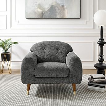 Modern Accent Chair, Mid Century Upholstered Armchair w/ Tufted back for Living Room Bedroom