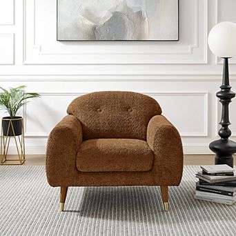 Modern Accent Chair, Mid Century Upholstered Armchair w/ Tufted back for Living Room Bedroom