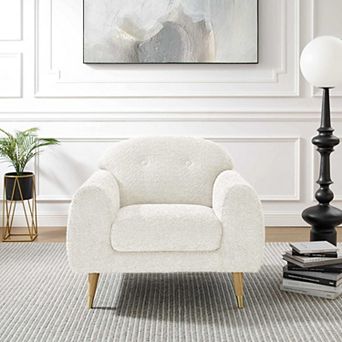 Modern Accent Chair, Mid Century Upholstered Armchair w/ Tufted back for Living Room Bedroom