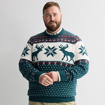 Big & Tall Sonoma Goods For Life® Reindeer Fair Isle Sweater