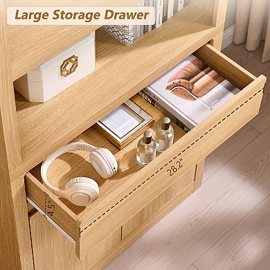 71.9" Tall Kitchen Pantry Cabinet w/ Adjustable Shelves & Drawer, Wood Storage Cupboard Organizer
