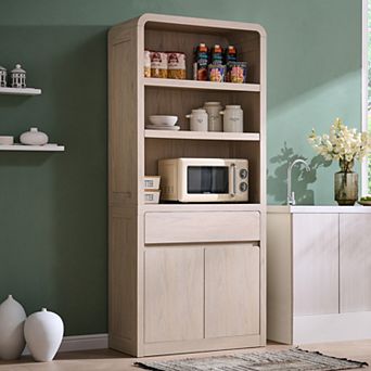 71.9" Tall Kitchen Pantry Cabinet w/ Adjustable Shelves & Drawer, Wood Storage Cupboard Organizer