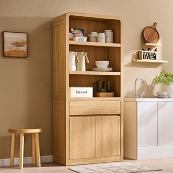 71.9" Tall Kitchen Pantry Cabinet w/ Adjustable Shelves & Drawer, Wood Storage Cupboard Organizer