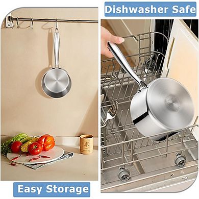 Tri-Ply Stainless Steel Saucepan with Lid, Non-Toxic, Induction Safe