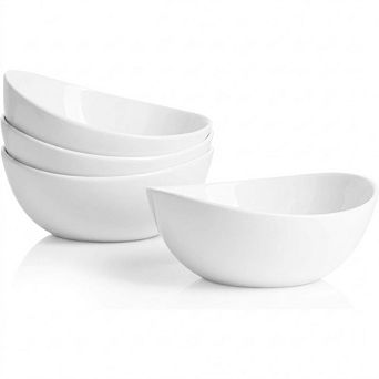 Porcelain Soup & Cereal Bowls Set, 18oz, 4-Pack, Microwave, Dishwasher & Oven Safe, White