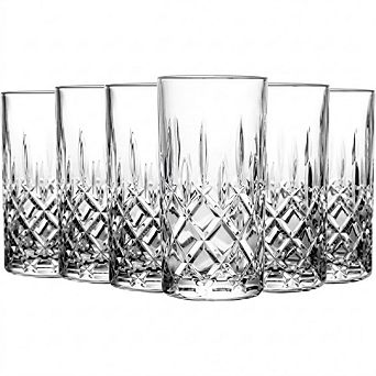 Highball & Collins Glasses Set of 6, 14 oz, Glassware for Drinks