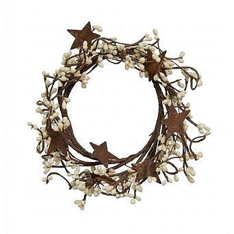 Twig Star Wreath Rings, Decorative Candle & Front Door Wreath Decor