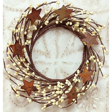 Twig Star Wreath Rings, Decorative Candle & Front Door Wreath Decor