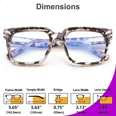 Kaelin Home Unisex TR90 Rectangle Preppy Blue Light Blocking Glasses