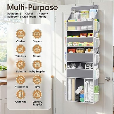 Over-the-Door Organizer, 5 Large & 13 Mesh Pockets, 50 lb Capacity