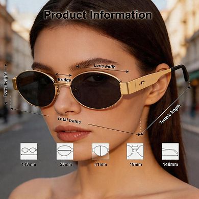Kaelin Home Womens Retro Oval Sunglasses UV400 Protection