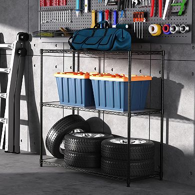 Heavy Duty 3-Tier Wire Shelf Unit, NSF Certified Adjustable Garage Storage Rack