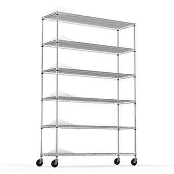 Heavy Duty 6 tier Shelving Unit,Adjustable NSF Garage Storage Rack with Wheels