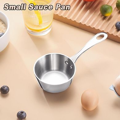 Mini Stainless Steel Saucepan, Tri-Ply Small Pot with Stay-Cool Handle