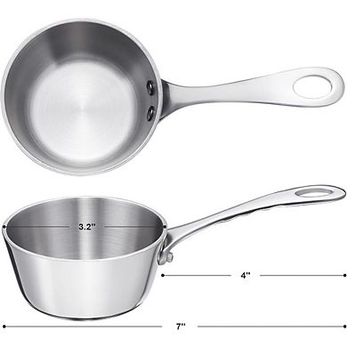 Mini Stainless Steel Saucepan, Tri-Ply Small Pot with Stay-Cool Handle