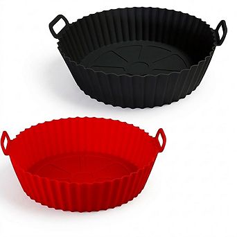 2-Pack 8-Inch Silicone Air Fryer Liners, Reusable, Heat-Resistant, Non-Stick