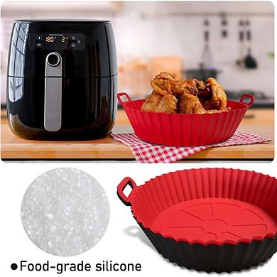 2-Pack 8-Inch Silicone Air Fryer Liners, Reusable, Heat-Resistant, Non-Stick