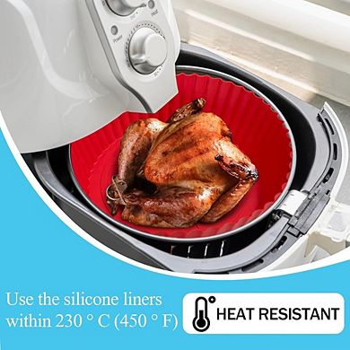 2-Pack 8-Inch Silicone Air Fryer Liners, Reusable, Heat-Resistant, Non-Stick