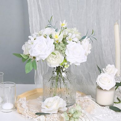 White Artificial Flower Box Set, DIY Bouquets & Table Centerpiece Decor