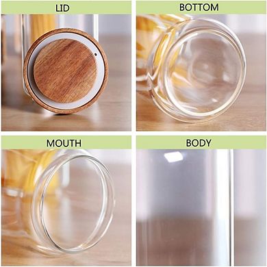 Glass Canister Set with Airtight Acacia Lids, Kitchen Storage Jars