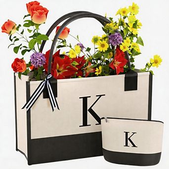 Kaelin Home Canvas Tote Bag with Zipper Pockets Ideal Gift for Mom Teacher Sister