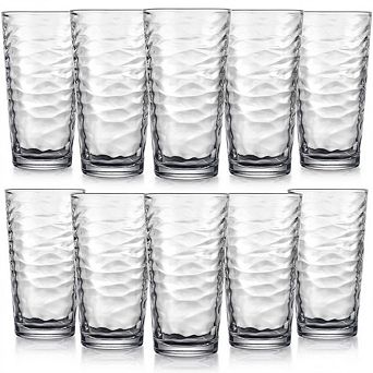 10 pc Highball Drinking Glass Set, Glasses for Water, Juice & Cocktails
