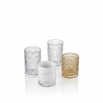 Drinking Glass Set, Vintage Hobnail Highball & Cocktail Tumblers