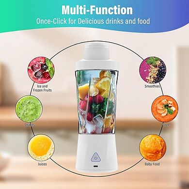 Cordless Portable Personal Blender, 25oz, USB-C Rechargeable, Black, Smoothie & Ice Maker