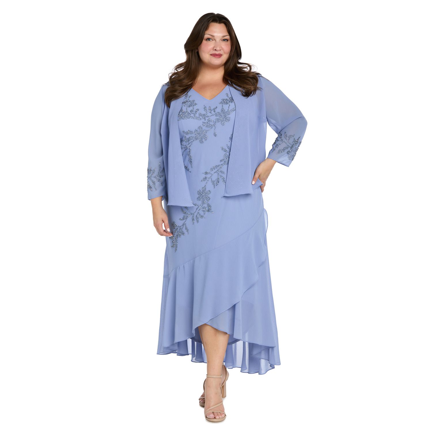 Женские платья R&M Richards Plus Size R&M Richards Beaded Jacket Dress Set