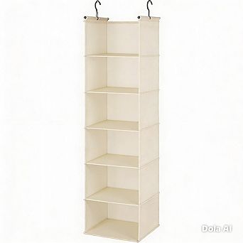 Hanging Closet Organizer with 6 Shelves and 2 Hooks Collapsible Storage Rack